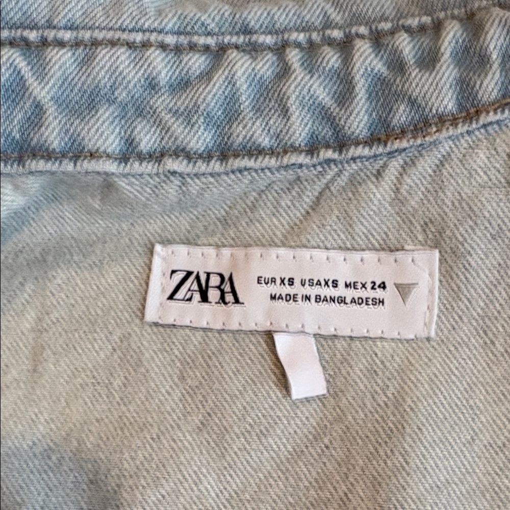Zara Light Blue Cropped Denim Jacket - Picture 6 of 7